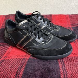 Geox Respira Sneakers Mens 43 US 9.5 Black Leather Breathable Comfort Urban Wear